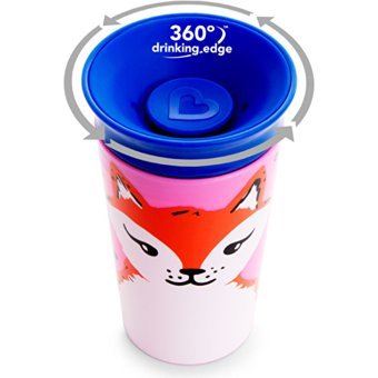 Munchkin Wildlove Akıtmaz Kulpsuz 12+ Ay 266 ml Alıştırma Bardağı Pembe