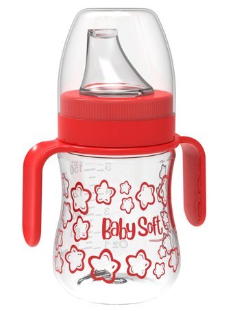 Baby Soft Akıtmaz Kulpsuz 150 ml Alıştırma Bardağı Kırmızı