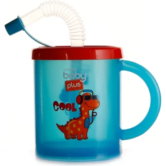 Baby Plus Pipetli Kulplu 210 ml Alıştırma Bardağı Mavi