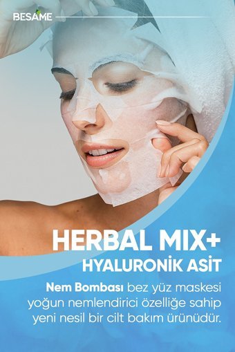 Besame Herbal Mixture Aloe Veralı Nemlendiricili Kağıt Yüz Maskesi 10 Adet