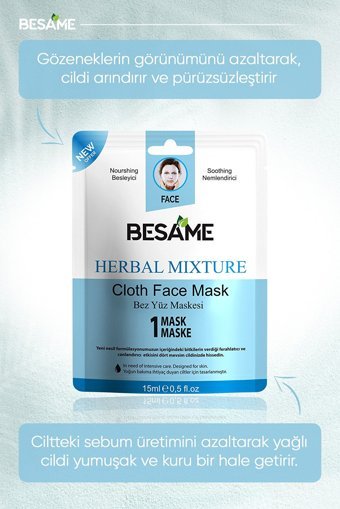 Besame Herbal Mixture Aloe Veralı Nemlendiricili Kağıt Yüz Maskesi 10 Adet