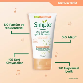 Simple 2'si 1 Arada Siyah Nokta Karşıtı Leke Giderici Sıkılaştırıcı Jel Tüp Yüz Peelingi 150 ml