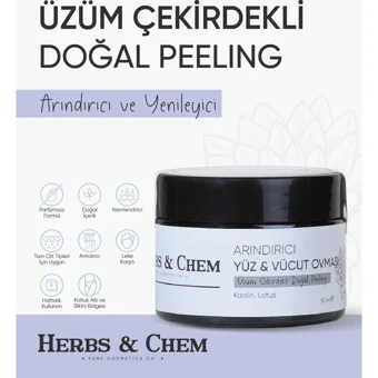 Herbs & Chem Üzüm Çekirdekli Doğal Krem Kavanoz Yüz Peelingi
