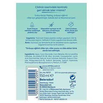 Nivea Visage Sivilce Karşıtı Siyah Nokta Karşıtı Jel Tüp Yüz Peelingi 150 ml