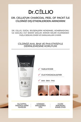 Dr. Cellıo Charcoal Nemlendiricili Soyulabilir Krem Yüz Maskesi
