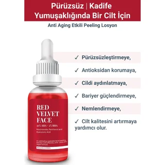 She Vec Red Velvet Siyah Nokta Karşıtı Sıkılaştırıcı Serum Şişe Yüz Peelingi 30 ml