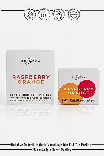 Shineco Ahududu Portakal Siyah Nokta Karşıtı Leke Giderici Sıkılaştırıcı Jel Kavanoz Yüz Peelingi 50 ml + Vücut Spreyi 50 ml