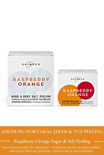 Shineco Ahududu Portakal Siyah Nokta Karşıtı Leke Giderici Sıkılaştırıcı Jel Kavanoz Yüz Peelingi 50 ml + Vücut Spreyi 50 ml