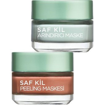 L'Oréal Paris Saf Kil Arındıcı Krem Maske Yüz Peelingi 50 ml + Saf Kil Arındırıcı Maske