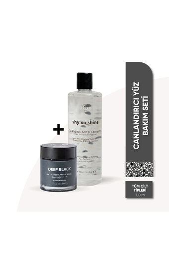 Shy Xo Shine Cleansing Micellare Water-Deep Black Killi Aloe Veralı Nemlendiricili Krem - Jel Yüz Maskesi 100 ml+ 400 ml