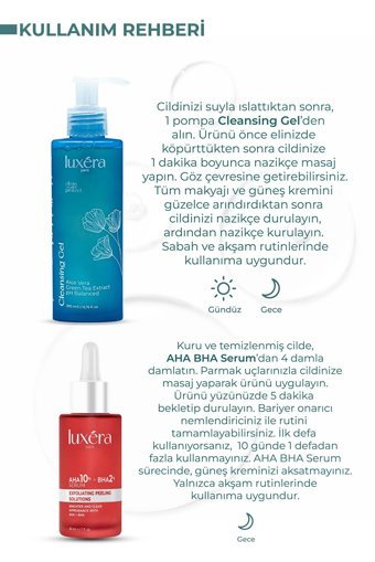 Luxera Paris Leke Giderici Jel Şişe Yüz Peelingi 30 ml + Luxera Temizleme Jeli 200 ml