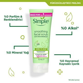 Simple Pirinç Granüllü Siyah Nokta Karşıtı Leke Giderici Sıkılaştırıcı Jel Tüp Yüz Peelingi 75 ml