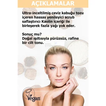 Herbal Essentials Ceviz Kabuğu Tozu Kaolinli Toz Tüp Yüz Peelingi 30 ml