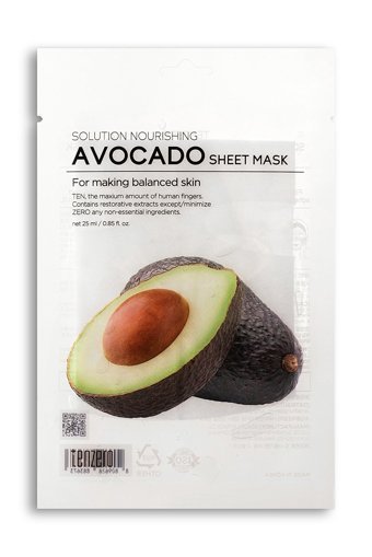 Tenzero Besleyici Etkili Nemlendirici Ve Dengeleyici Avokado Şeffaf Pamuk Nemlendiricili Kağıt Yüz Maskesi 10x25 ml
