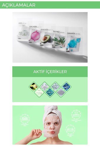Tenzero Besleyici Etkili Nemlendirici Ve Dengeleyici Avokado Şeffaf Pamuk Nemlendiricili Kağıt Yüz Maskesi 10x25 ml