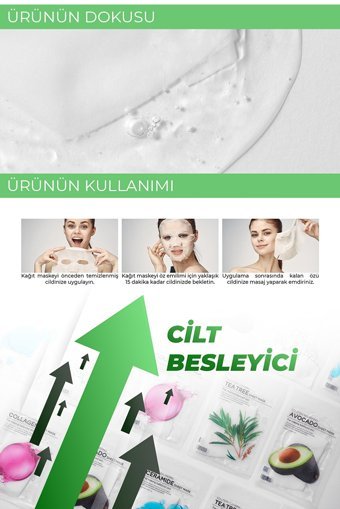 Tenzero Besleyici Etkili Nemlendirici Ve Dengeleyici Avokado Şeffaf Pamuk Nemlendiricili Kağıt Yüz Maskesi 10x25 ml