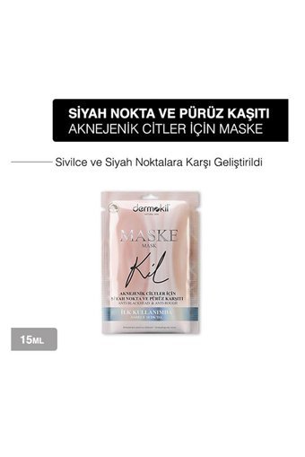 Dermokil Siyah Nokta Ve Sivilcelere Karşı Killi Nemlendiricili Kağıt Yüz Maskesi 2x15 ml