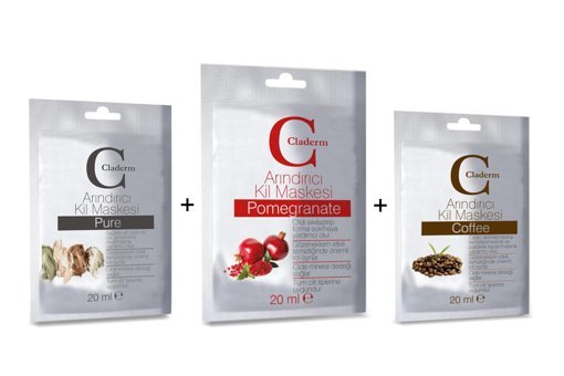 Claderm Pure-Pomegranate-Coffee Killi Krem Yüz Maskesi 3x20 ml