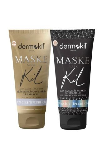 Dermokil Siyah Havyarlı Ve Gold Altın Killi Nemlendiricili Kağıt Yüz Maskesi 2x75 ml