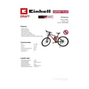 Einhell E - Bike 250 W 35 Km Menzil 8 Vites Elektrikli Şehir / Tur Bisiklet Siyah Kırmızı