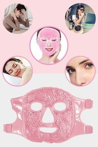 Sinka Buz Jel Toplar Pembe Jel Yüz Maskesi + Duş Masaj Tarak Silikon Maske SET