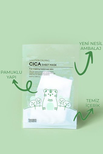 Tenzero Yatıştırıcı Etkili Nemlendirici Ve Dengeleyici Cica Şeffaf Pamuk Nemlendiricili Kağıt Yüz Maskesi 10x25 ml