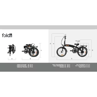 Alba Fold 2 E 250 W 60 Km Menzil 7 Vites Elektrikli Şehir / Tur Bisiklet Beyaz Turuncu