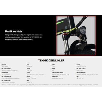 RKS TNT10 Pro 250 W 35 Km Menzil 7 Vites Katlanır Elektrikli Şehir / Tur Bisiklet Siyah