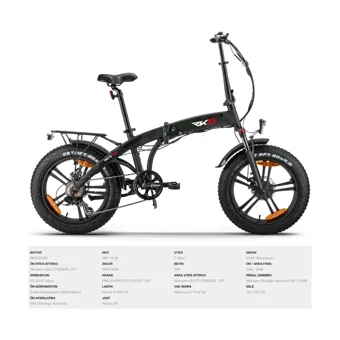 RKS TNT10 Pro 250 W 35 Km Menzil 7 Vites Katlanır Elektrikli Şehir / Tur Bisiklet Siyah