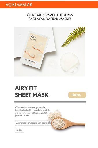 Missha Airy Fit Pirinç Özlü Aydınlatıcı Nemlendiricili Soyulabilir Kağıt Yüz Maskesi