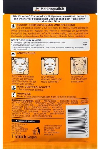 Balea C Vitamini Nemlendiricili Kağıt Yüz Maskesi