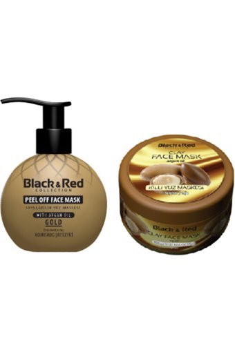 Black & Red Siyah Noktalara Karşı Soyulabilir Gold + Argan Yağlı Killi Nemlendiricili Soyulabilir Krem Yüz Maskesi 250 ml+400 gr