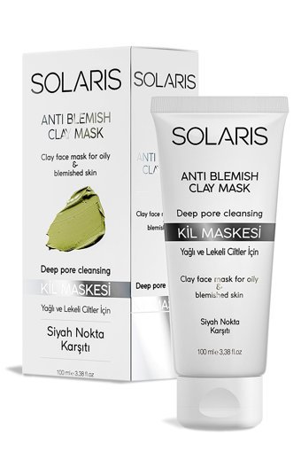 Solaris Yağlı Ve Lekeli Ciltler İçi Killi Nemlendiricili Krem Yüz Maskesi 100 ml