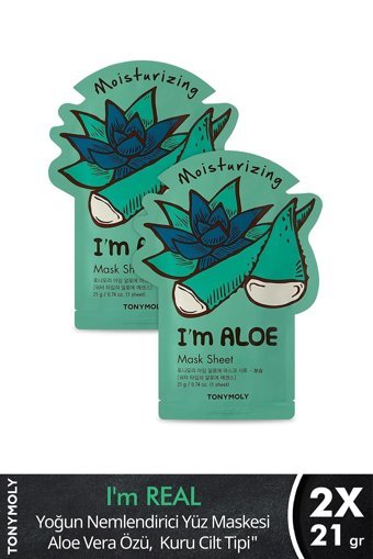 Tonymoly I'M Real Aloe Veralı Nemlendiricili Kağıt Yüz Maskesi 2 Adet