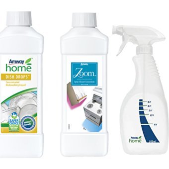 Amway Home Dish Drops Aleo Vera Kokulu Organik Sıvı El Bulaşık Deterjanı 1 lt + Zoom Sprey Temizleyici + Tabanca Şişe
