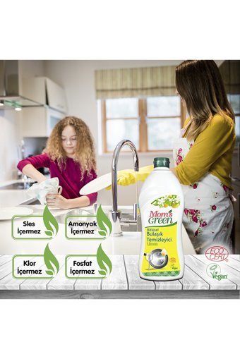 Mom's Green Bitkisel Limon Kokulu Sıvı El Bulaşık Deterjanı 5x750 ml