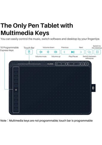 Huion HS611 12 inç Ekranlı Kalemli Kablolu Grafik Tablet Mavi