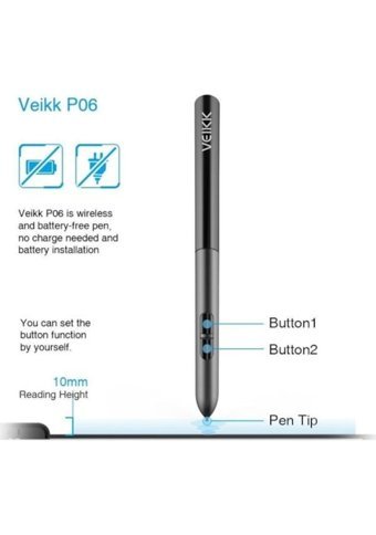 Veikk A30 11.6 inç Ekranlı Kalemli Kablolu Grafik Tablet Kırmızı