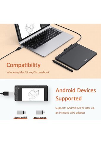 Ugee S640W 7.5 inç Ekranlı Kalemli Kablolu Grafik Tablet Siyah