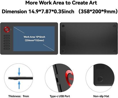 Veikk A15 11.6 inç Ekranlı Kalemli Kablolu Grafik Tablet Pembe