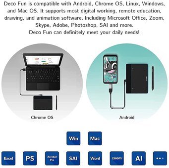 Xp Pen Deco Fun XS 1.9 inç Ekranlı Kalemli Kablolu Grafik Tablet Mavi