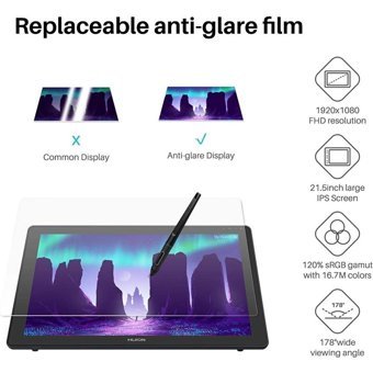 Huion Kamvas 22 21.5 inç Ekranlı Kalemli Kablolu Grafik Tablet Kırmızı