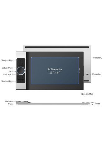 Xp Pen Deco Pro MW 9.4 inç Ekranlı Bluetoothlu Kalemli Kablosuz Grafik Tablet Siyah