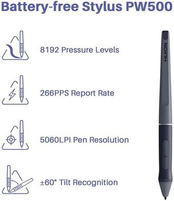 Huion HS611 12 inç Ekranlı Kalemli Kablolu Grafik Tablet Gri