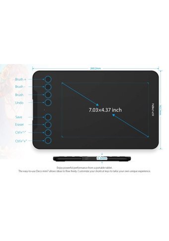 Xp Pen Deco Mini7 8.2 inç Ekranlı Kalemli Kablolu Grafik Tablet Siyah