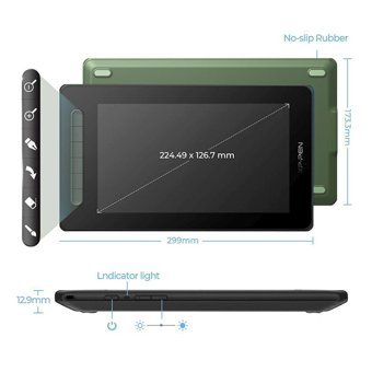 Xp Pen Artist 10 Ekranlı Kalemli 10.1 inç FULL HD Kablolu Grafik Tablet Yeşil