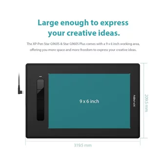 Xp Pen G960s Plus 10.8 inç Ekranlı Kalemli Kablolu Grafik Tablet Siyah