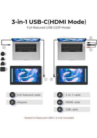 Xp Pen Artist 12 11.9 inç Ekranlı Kalemli FULL HD Kablolu Grafik Tablet Mavi
