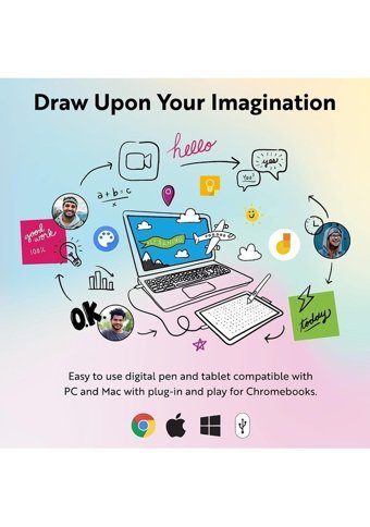 Wacom One Medium 7.4 inç Ekranlı Kalemli Kablolu Grafik Tablet Siyah