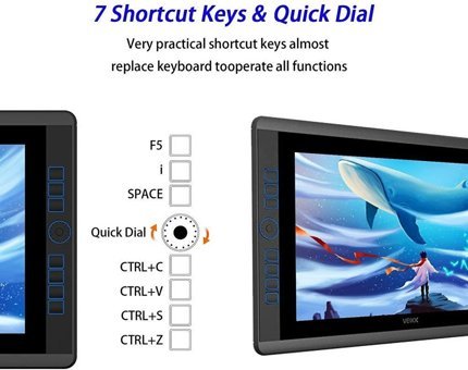 Veikk VK1560 Pro 15.6 inç Ekranlı Kalemli Kablolu Grafik Tablet Siyah